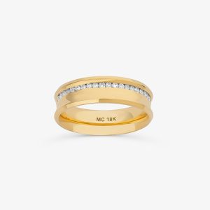 Aliança Anatômica com 20 Pontos de Diamantes em Ouro Amarelo 18k - 6 mm