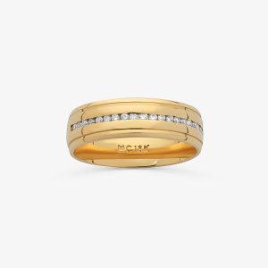 Aliança Anatômica com 20 Pontos de Diamantes em Ouro Amarelo 18k - 6 mm