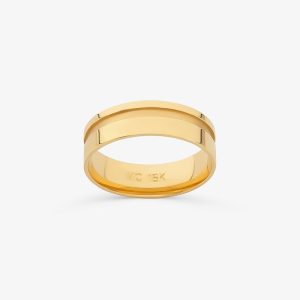 Aliança Anatômica com Friso em Ouro Amarelo 18k - 6 mm