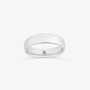 Aliança Anatômica com Friso em Prata 925 - 4,95 mm