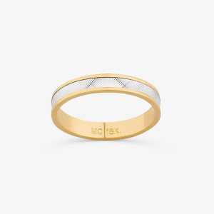 Aliança Texturizada em Ouro Branco e Ouro Amarelo 18k - 3,35 mm