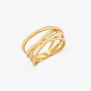 Anel Cruzado Triplo em Ouro Amarelo 18k