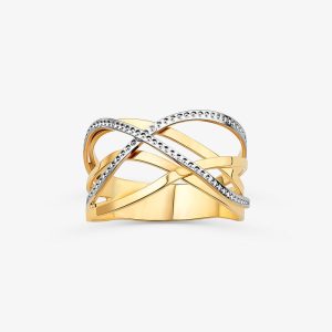 Anel Entrelaçado em Ouro Amarelo e Ouro Branco 18k