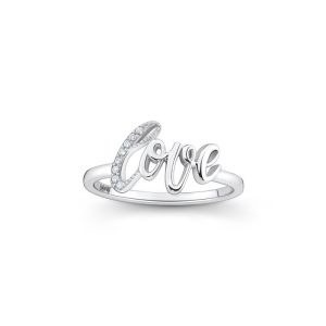 Anel Love Cravejado em Prata 925