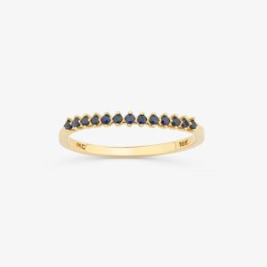 Anel Meia Aliança com Safira em Ouro Amarelo 18k