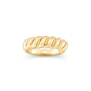Anel Ondulado em Prata 925 com Banho de Ouro 18k