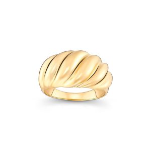Anel Ondulado em Prata 925 com Banho de Ouro 18k