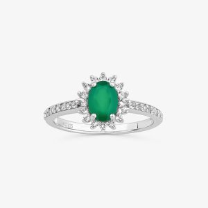 Anel com Ágata Verde e Topázio em Prata 925