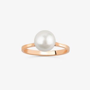 Anel com Pérola em Ouro Rosé 18K