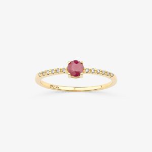 Anel com Rubi e Diamantes em Ouro Amarelo 18K