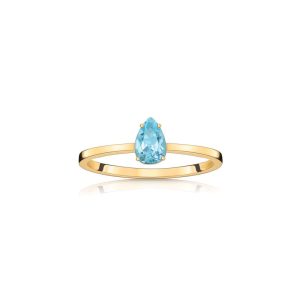 Anel com Topázio Azul em Ouro Amarelo 18k