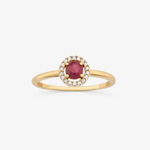 Anel em Ouro Amarelo com Diamante, Rubi