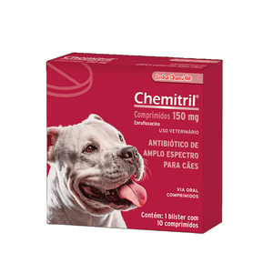 Antibiótico Chemitril 150mg para Cães Chemitec - 10 comprimidos