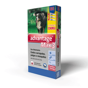 Antipulgas Advantage Max3 Cães mais de 25kg - 3 pipetas