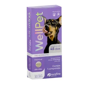 Antipulgas e Carrapatos Wellpet 400 mg para Cães 20,1 a 40 kg - 1 comprimido