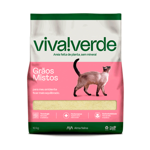 Areia Higiênica Biodegradável Grãos Mistos Viva Verde