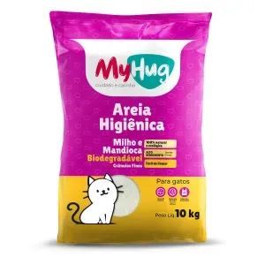 Areia Higiênica MyHug Milho e Mandioca Grânulos Finos