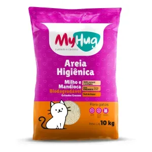 Areia Higiênica MyHug Milho e Mandioca Grânulos Grossos