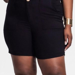 Bermuda Feminina Plus Size Preto