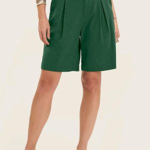 Bermuda Feminina em Linho com Bolsos Verde