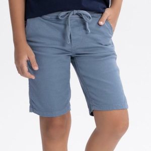 Bermuda Jogging em Sarja com Elastano Azul