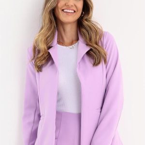 Blazer Lilás com Forro e Bolsos