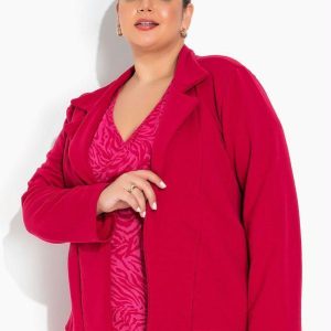 Blazer Vermelho em Moletom Plus Size