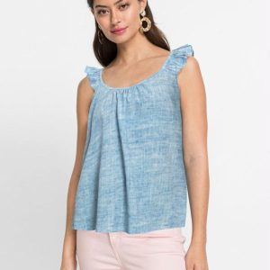 Blusa Alça com Babado Azul