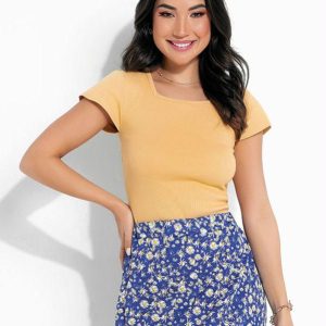 Blusa Amarela Decote Quadrado