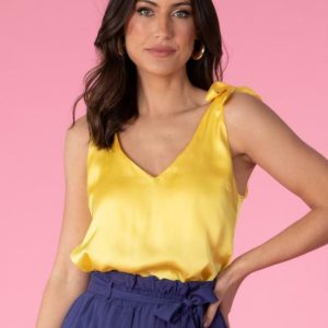 Blusa Amarela com Alças para Amarrar
