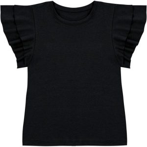 Blusa Babados Malha Linho Preto