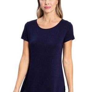 Blusa Básica Alongada Feminina Azul