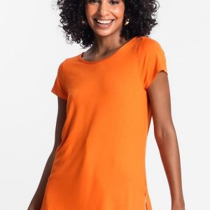 Blusa Básica Alongada Feminina Laranja