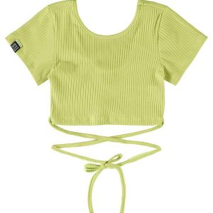 Blusa Básica Cropped em Ribana Verde