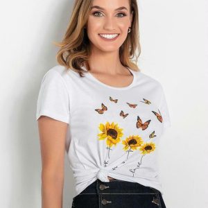 Blusa Branca Estampada