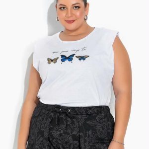 Blusa Branca Muscle Tee Plus Size