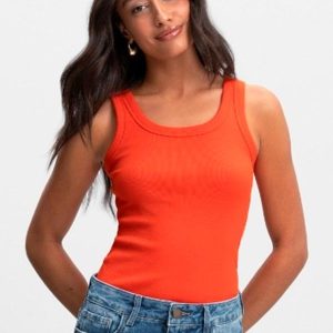 Blusa Canelada Feminina Essencial Laranja