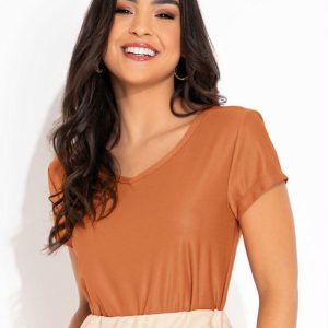 Blusa Caramelo com Manga Curta