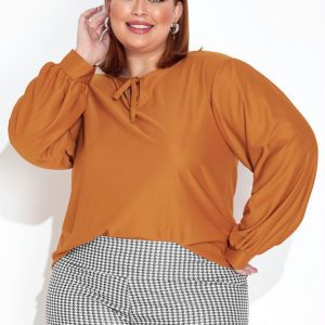 Blusa Caramelo em Malha Crepe Plus Size