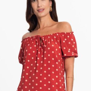 Blusa Ciganinha de Bolinha Marrom