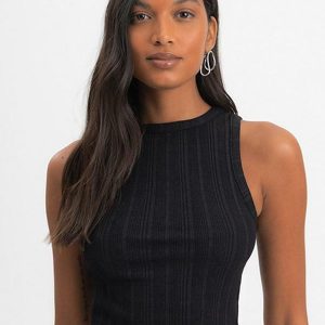 Blusa Cropped Feminina Canelada Preto