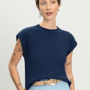 Blusa Feminina Canelada Azul