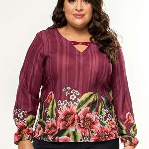 Blusa Feminina Estampa de Flores Rosa