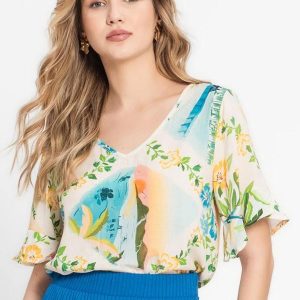 Blusa Feminina Estampada Bege