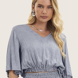 Blusa Feminina Manga 3/4 Azul
