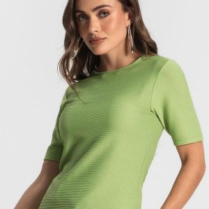 Blusa Feminina Manga Curta em Poly Verde