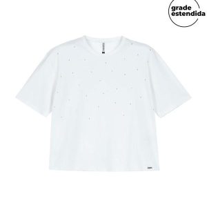 Blusa Feminina Minimalista Strass Branco