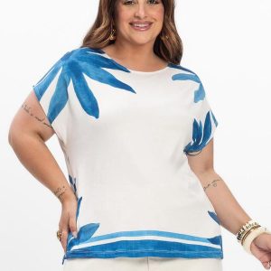 Blusa Feminina Plus Size Azul