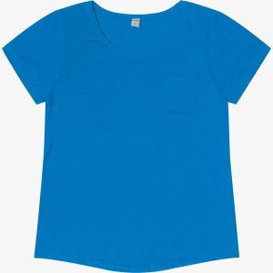 Blusa Feminina Viscotorcion com Bolso Azul