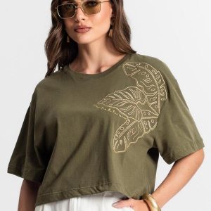 Blusa Feminina com Bordado Verde